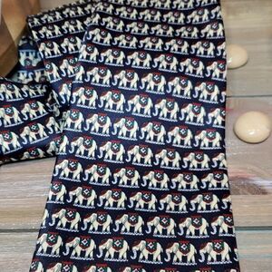 Rene Chagal Silk Royal Elephants Navy Blue Dress Tie, Classy Statement